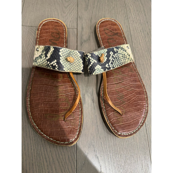 Sam Edelman Snake Print Flip Flops Size 7.5 - Picture 1 of 6